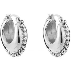 Bijoutheek Oorring Bal Witte Stenen Zilver