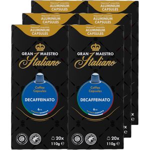 Gran Maestro Italiano - Decafinato - Koffiecups - Nespresso Compatibel Capsules -Cafeïnevrij - 6 x 20 cups