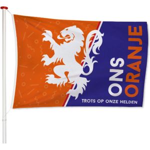EK Vlag Ons Oranje 150x225cm - Kwaliteitsvlag - Geschikt voor buiten - Versiering - Vlaggen - Voetbal - WK