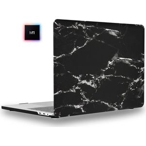 Laptophoes - Geschikt voor MacBook Pro M1 Hoes Case - 13 inch - A2338 (2020) - Marmer Zwart Wit