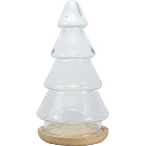 TAK Design Kerstboom L - Incl. Houten Onderzetter - Glas - Ø 11 x 18,5 cm - Transparant