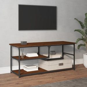 vidaXL-Tv-meubel-103x38x46,5-cm-bewerkt-hout-staal-bruin-eikenkleur