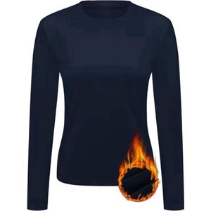 Thermoshirt lange mouw- Vrouwen thermokleding- Warme wintershirt- Dames tehrmishshirt met ronde hals- Zwart- Maat XL