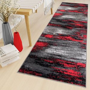 Tapiso Maya Loper Vloerkleed Antraciet Roog Rug Laagpolig Maat- 80x300