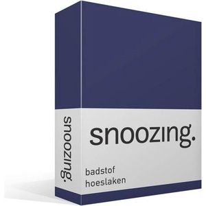Snoozing - Badstof - Hoeslaken - Tweepersoons - 120/130/140x200 cm - Navy