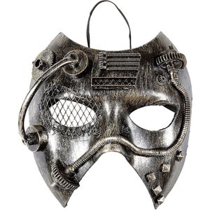 Widmann - Steampunk Kostuum - Steampunk Masker, Zilver Mechanica - Zilver - Carnavalskleding - Verkleedkleding