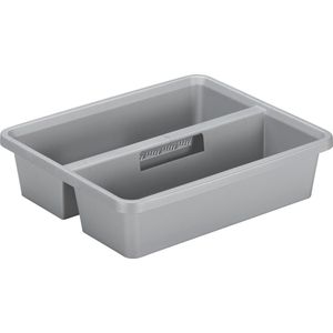 Sunware organiser - kunststof - 44 x 35 cm - grijs - 2 vakken