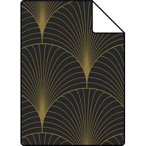 Proefstaal ESTAhome behang art deco motief zwart en goud - 26,5 x 21 cm - 139457-S