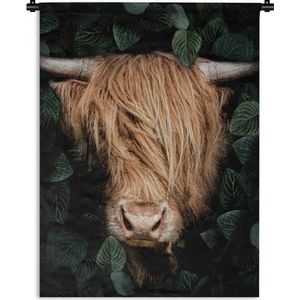 Wandkleed Botanische Schotse Hooglander - Botanische Schotse hooglander Wandkleed katoen 120x160 cm - Wandtapijt met foto XXL / Groot formaat!