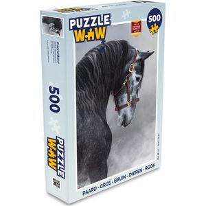 Puzzel Paard - Grijs - Bruin - Dieren - Rook - Legpuzzel - Puzzel 500 stukjes