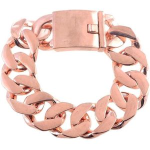 Behave Klassieke brede armband gourmetschakel rosé goud kleur