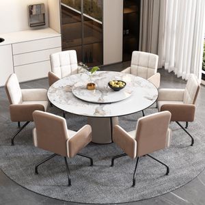 Fluwelen eetkamerstoel - Kleur bijpassende stoelen - 6-delige set - Fauteuil - Barstoel - Woonkamer - Slaapkamer - Draaistoel - Kantoorstoel - Vierkante Frame Lounge Chair - Beige