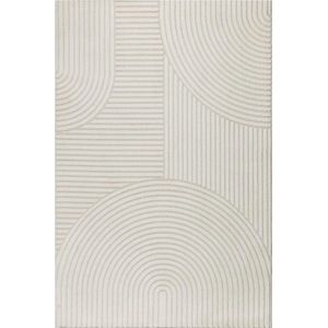the carpet Everest - moderne vloerkleed (tapijt) laagpolig met hoog-diepteeffect, 3D-effect, hoge vloerdichtheid en aangenaam zacht, crème 80x300 cm