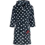 Playshoes - Fleece badjas met capuchon voor meisjes - blauw & hartjes - maat 98-104cm