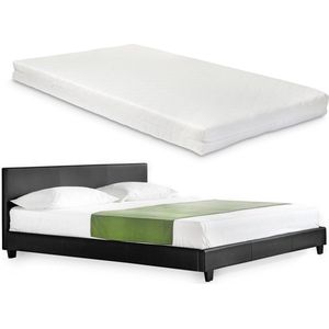Barcelona Bedframe kunstleer en matras 180x200 zwart
