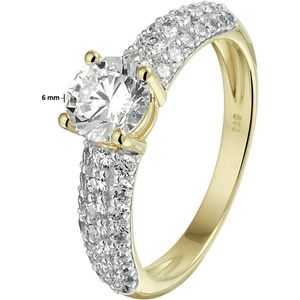 Schitterende 14 Karaat Geel Goud met Briljanten Ring 18.00 mm. (maat 57) | Verlovingsring | Aanzoeksring | Jonline