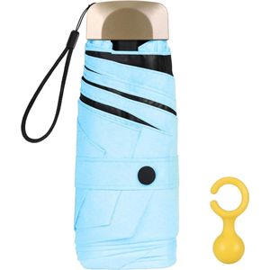 Mini paraplu, zakparaplu met 6 ribben, stof & aluminium paraplustandaard, zonwering paraplu voor buiten, UV-vouwparaplu, gouden handgreep, licht compact