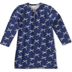 Little Label Meisjes Nachthemd - Maat 122-128 - Pyjama - Blauw, Wit - Zachte BIO Katoen