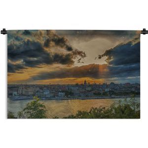 Wandkleed Cuba - Kleurrijke zonsondergang boven het Noord-Amerikaanse Cuba Wandkleed katoen 90x60 cm - Wandtapijt met foto