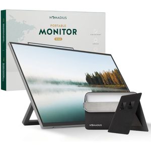 Nomadius® Portable Monitor + Sleeve - 13 Inch 2K - Ultra Lichtgewicht en Dun - Draagbare Monitor voor Laptop met Ingebouwde Kick-Stand - USB-C & HDMI - Extra scherm laptop - IPS Display - Draagbaar laptop beeldscherm uitbreider - Plug & Play