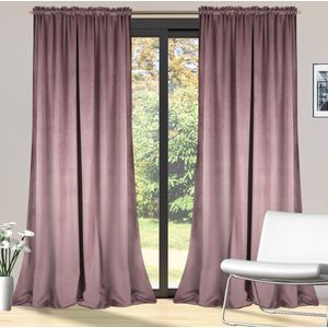 Glow Thuis – Verduisterend Fluwelen Gordijn 140x250 cm – Lichtroze – 70% Lichtdicht – Kant en Klaar – Plooiband – 1 Stuk