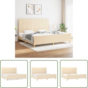 vidaXL Bedframe - Crèmekleurig - 200x200 cm - Zonder matras Bed Frame - Boxspring - Hoofdeinde - Tweepersoonsbed - Creme Kleur