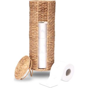 Toiletpapierhouder gevlochten van waterhyacint – toiletpapierhouder voor vier rollen wc-papier – staand