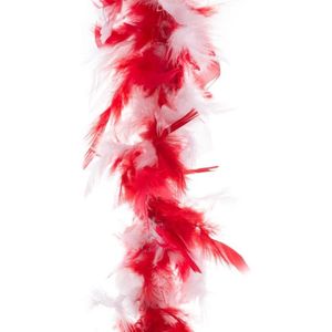 Carnaval verkleed veren Boa kleur rood/witte mix 2 meter - Verkleedkleding accessoire