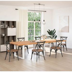 vidaXL Eettafel - Eettafels - Eetkamertafel - Keukentafel - Eettafel rechthoekig 320x120x74 cm massief eikenhout lichtbruin