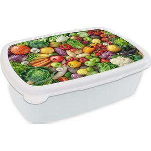 Broodtrommel Wit - Lunchbox - Brooddoos - Fruit - Groente - Appel - 18x12x6 cm - Volwassenen