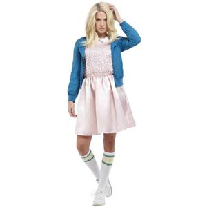 Smiffy's - Leraar & Professor & Scholier & Student Kostuum - 80s Schoolmeisje - Vrouw - blauw,roze - Small - Carnavalskleding - Verkleedkleding