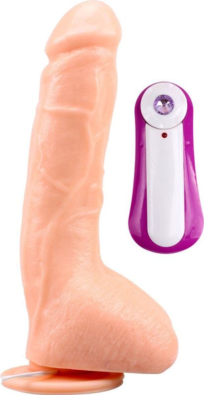 Vibrerende dildo met zuignap en afstandsbediening - beige