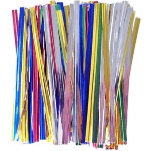 Fako Bijoux® - 100 Sluitstrips Gekleurd - Cadeauverpakking - Twistdraad - Twist Ties - Bindstrips - 10 cm - Metallic - Mix - 100 Stuks