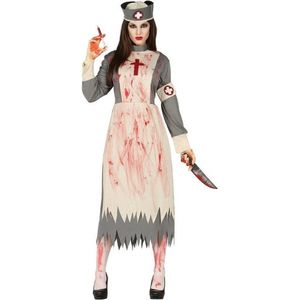 Halloween - Horror verpleegster/zuster verkleed kostuum voor dames - Halloween zombie zuster jurkje XL/XXL