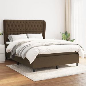 The Living Store Boxspringbed - Donkerbruin - 140 x 190 x 118/128 cm - Pocketvering