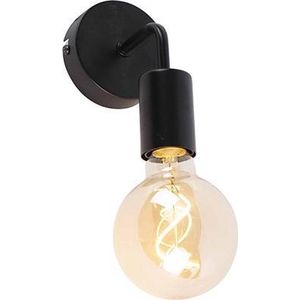 QAZQA facile - Moderne Wandlamp voor binnen - 1 lichts - D 10.5 cm - Zwart - Woonkamer | Slaapkamer | Keuken