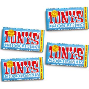 Tony's Chocolonely Donkere Melk Chocolade Reep - 4 x 180 gram