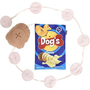 Honden speelgoed Snuffelspeelgoed Aardappelchips Pluche Molaren Voedsel verbergen Ontbrekende hondenspeelgoed Dierbenodigdheden (blauw)