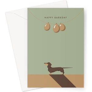 Hound & Herringbone - Chocoladebruine Teckel Grote Verjaardagskaart - Chocolate and Tan Dachshund Large Birthday Card