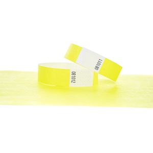 200 Polsbandjes, Tyvek Neon Geel