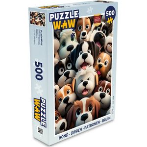 Puzzel Hond - Dieren - Patronen - Bruin - Meisjes - Jongens - Legpuzzel - Puzzel 500 stukjes