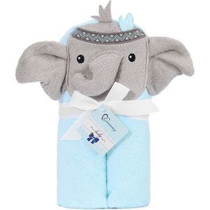 Be Mammy Babydeken - Kaphanddoek - Kinderdeken - Wiegdeken - Dekentje Baby - 95 x 95 cm - BE-BE20-272-BBL - Blauw - Olifant