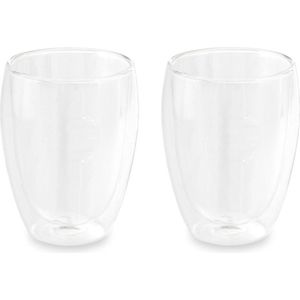 Set van 2x dubbelwandige thee/koffieglazen 350 ml transparant - Cappucino / Machiato glazen