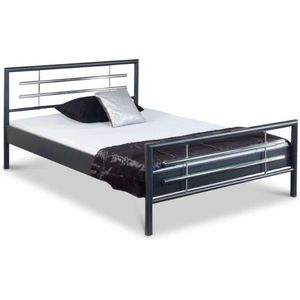 Bed Box Wonen - Holly metalen bed - Antraciet/Chroom - 90x200