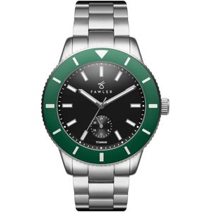 Fawler Makalu Groen Geborsteld Titanium Duik Horloge voor Mannen