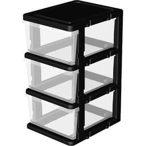 kunststof 3 opbergladen opbergladewagen met 4 wielen voor thuis, kast, slaapkamer, badkamer, kantoor, wasruimte, keuken en schoolslaapzaal, zwart, set van 1