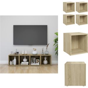 vidaXL TV-meubelen - Stabiele en duurzame spaanplaatstereos - Afmetingen- 37x35x37 cm - Kleur- sonoma eiken - Kast
