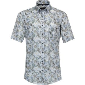 Casa Moda Gebloemd Linnen Overhemd Korte Mouw Button Down - XL