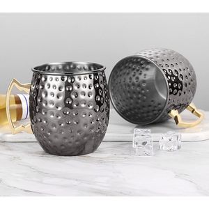 Moscow Mule beker 500 ml handgemaakte koperen beker Moskou Mule koperen mokken (zwart)