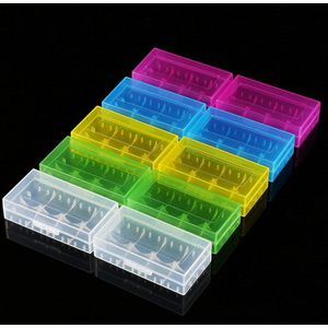 Multifunctionele Transparante Plastic Batterijhouder - 10 Stuks, 5 Kleuren - Opbergdoos voor 18350 Batterijen